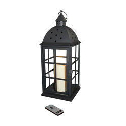 Lampion sa velikim svjetlom na baterije i daljinskim upravljačem - crni i metalni